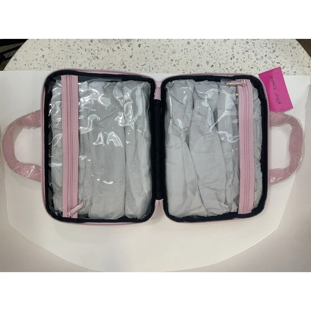 Betsy Johnson Pink Toiletry Makeup Travel Bag Coquette Puffy Heart Ballerina Y2K - Picture 8 of 8